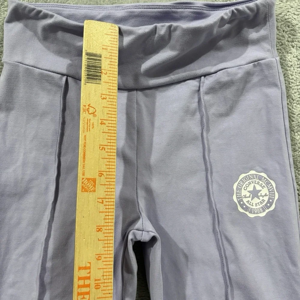 Converse Flare Leggings Youth Medium 10-14 High Rise Violet Chuck Patch Logo